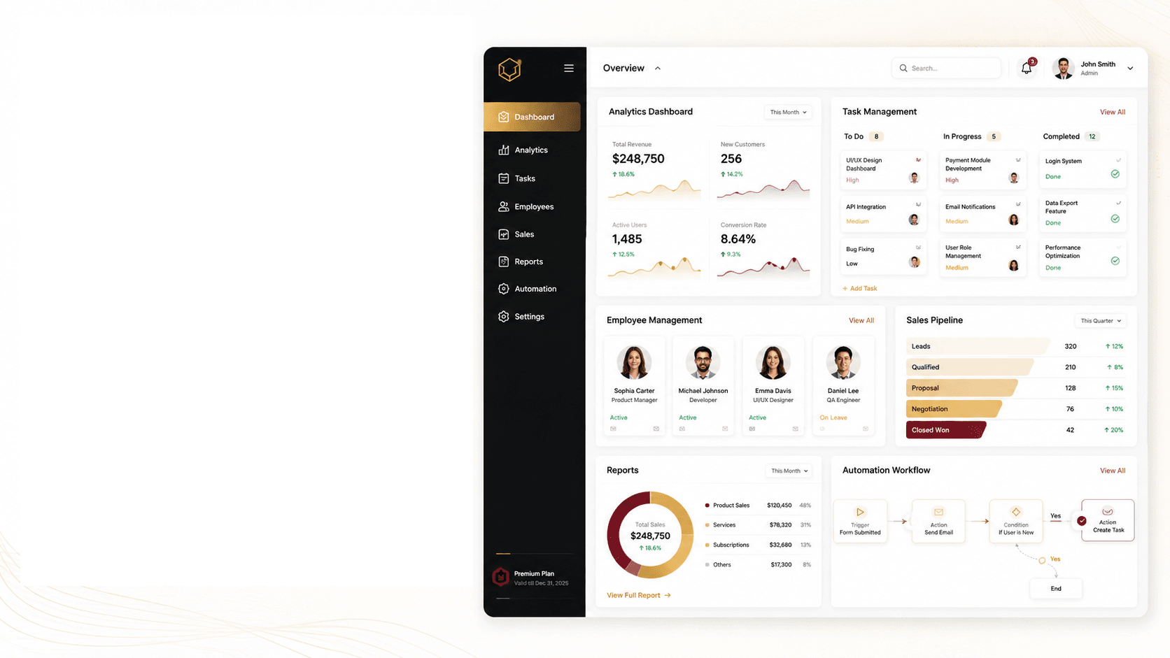 Software development dashboard interface